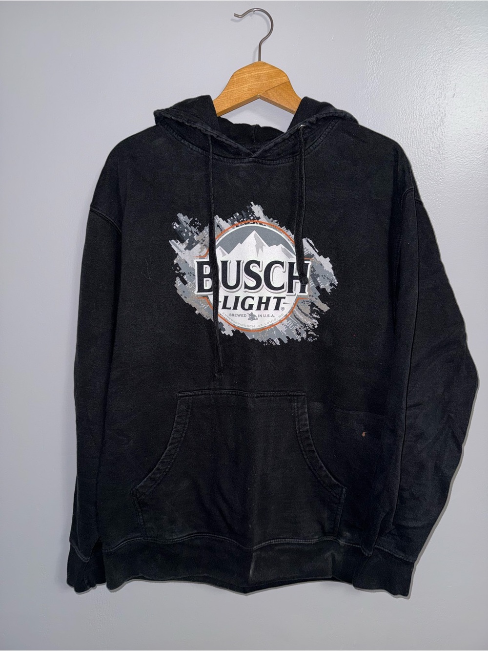 Busch Light Men's Black Logo Pullover Hoodie